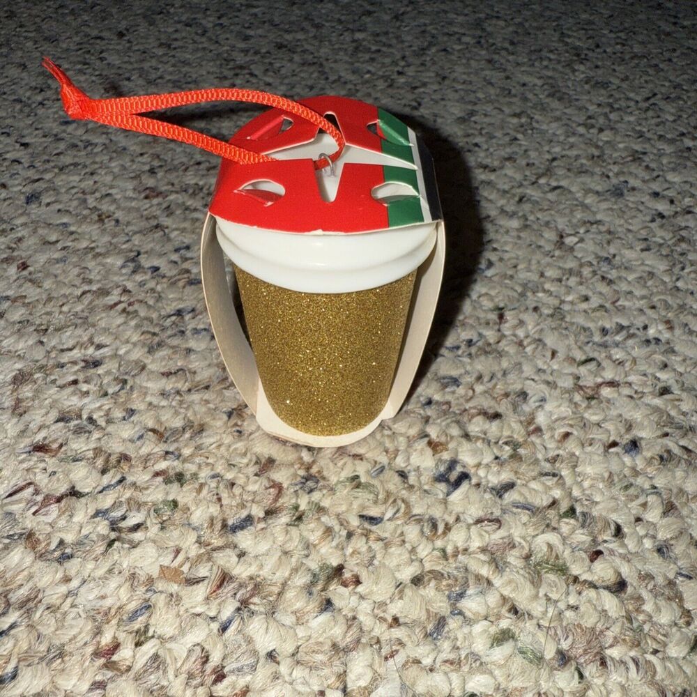 2018 Starbucks Gold Glitter Cup Holiday‎ Christmas Tree Ceramic Ornament NEW